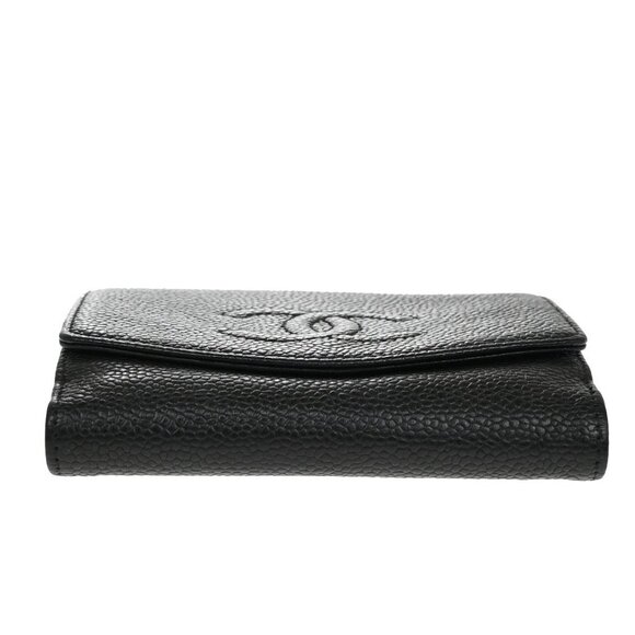 CHANEL CC Logo Bifold Compact Wallet Grained Calfskin Leather Black 83RF502 - Picture 6 of 13